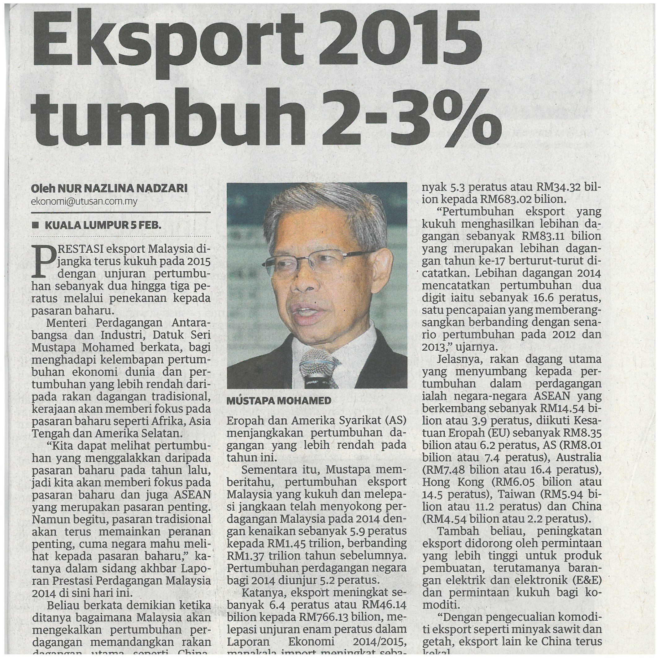Eksport 2015 tumbuh 2 3
