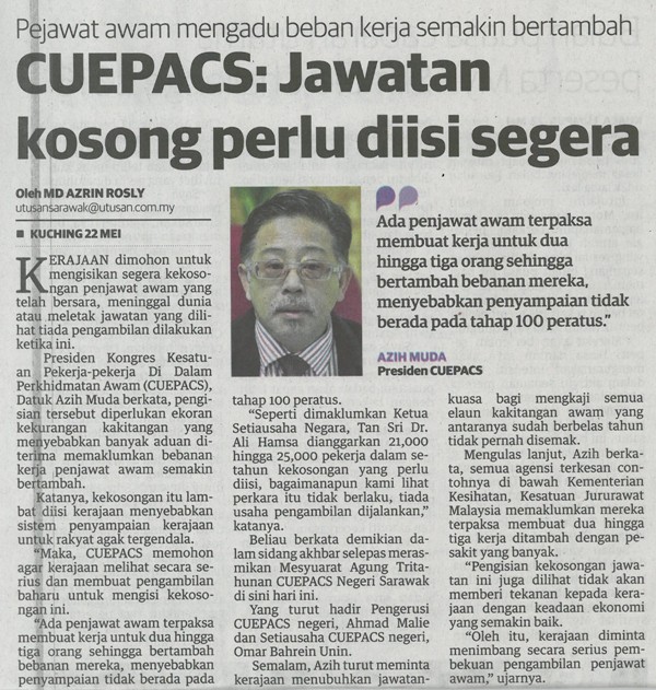 CUEPACS Jawatan kosong perlu diisi segera