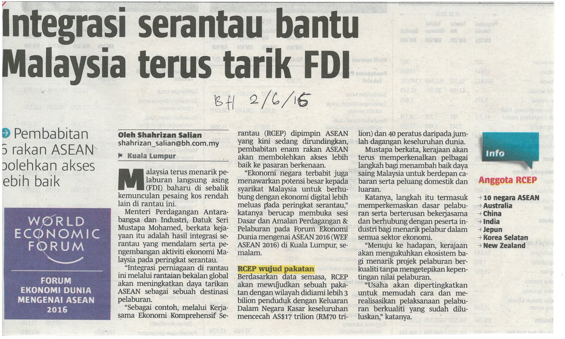 Integrasi serantau bantu Malaysia terus tarik FDI