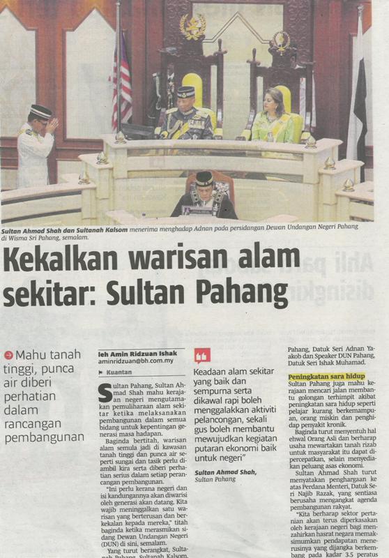 Kekalkan warisan alam sekitar Sultan Pahang