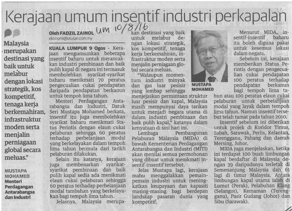 Kerajaan umum insentif industri perkapalan