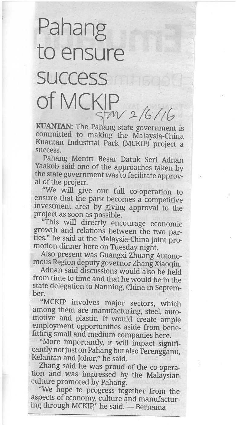 Pahang to ensure success of MCKIP