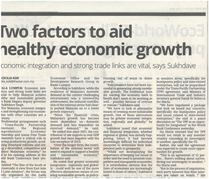 Two factor to aid healthy economic growth