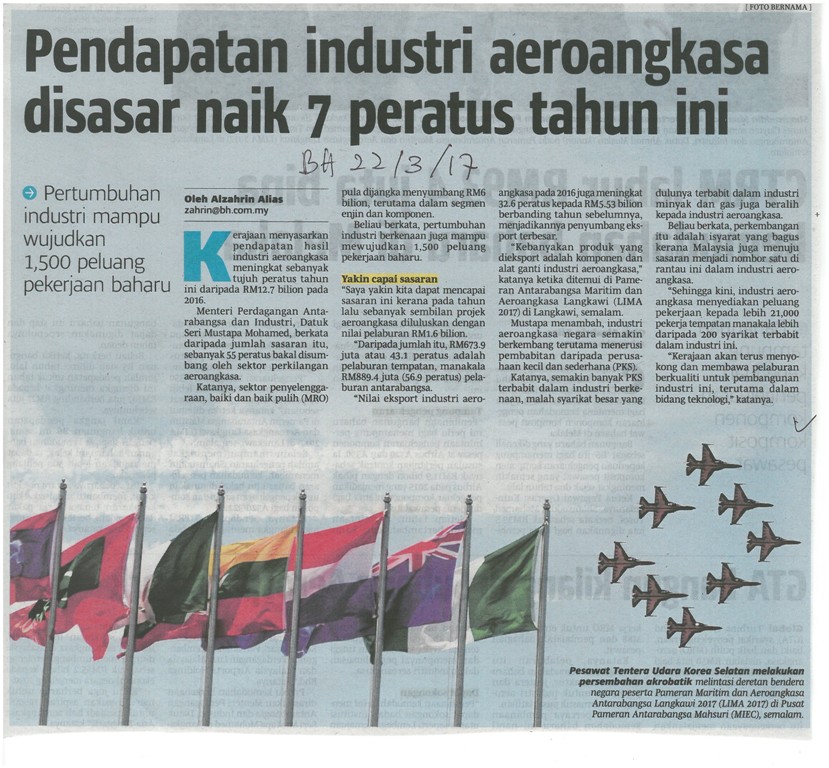 Pendapatan industri aeroangkasa disasar naik 7 peratus tahun ini