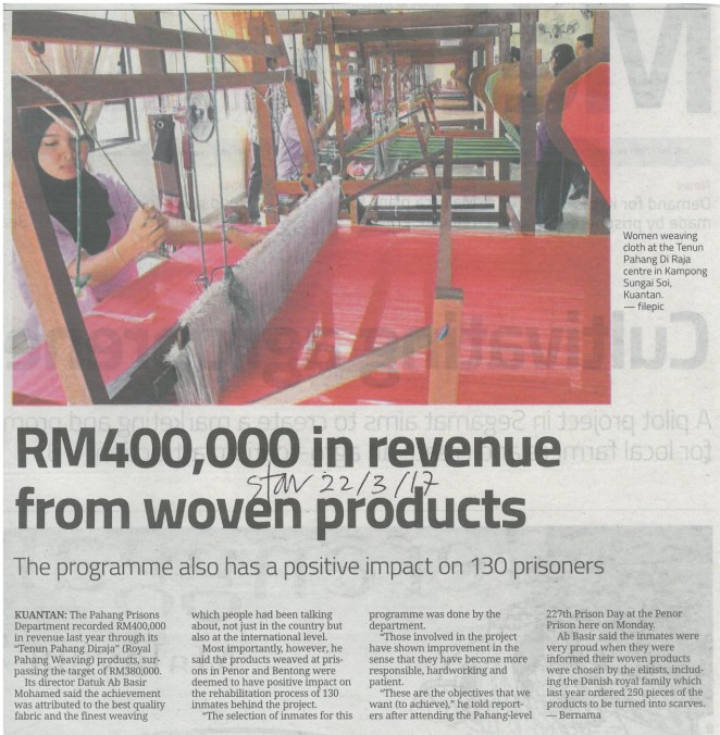 RM400000 in revenue from woven products