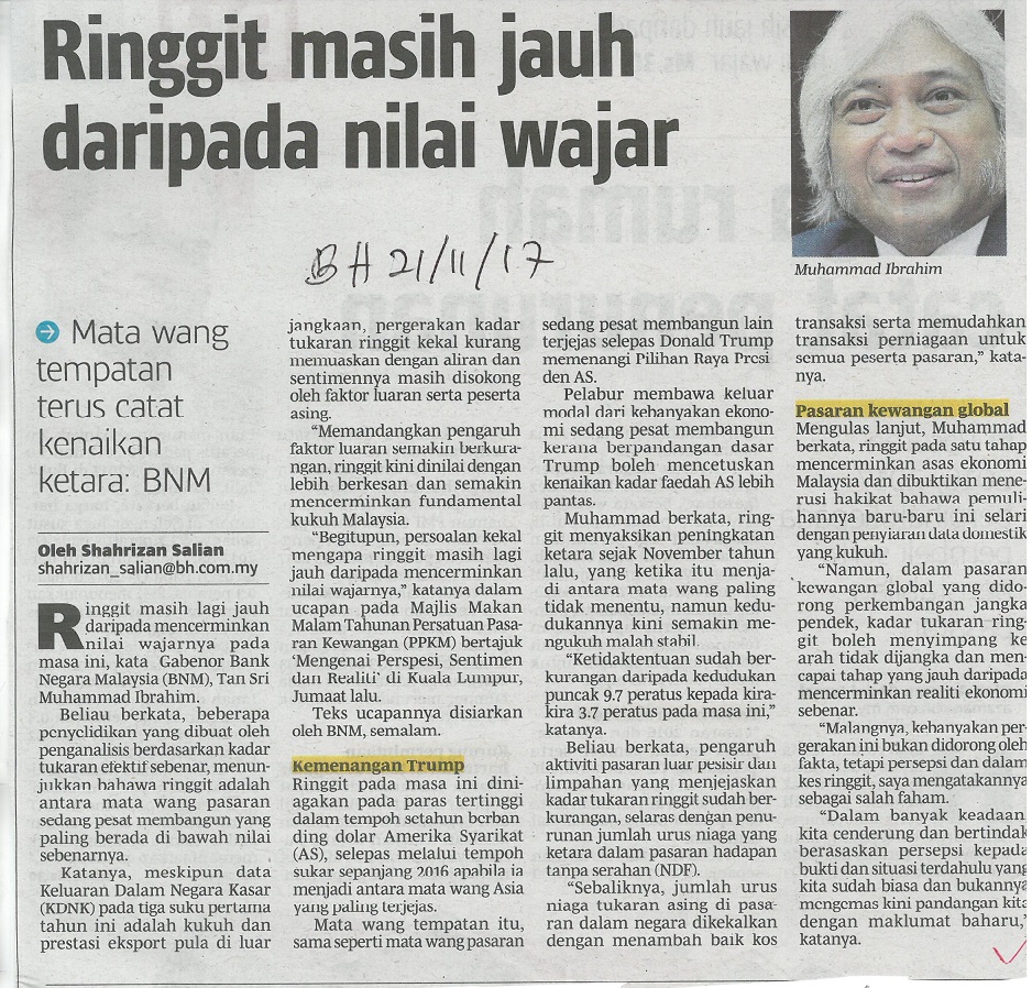 ringgit masih jauh daripada nilai wajar