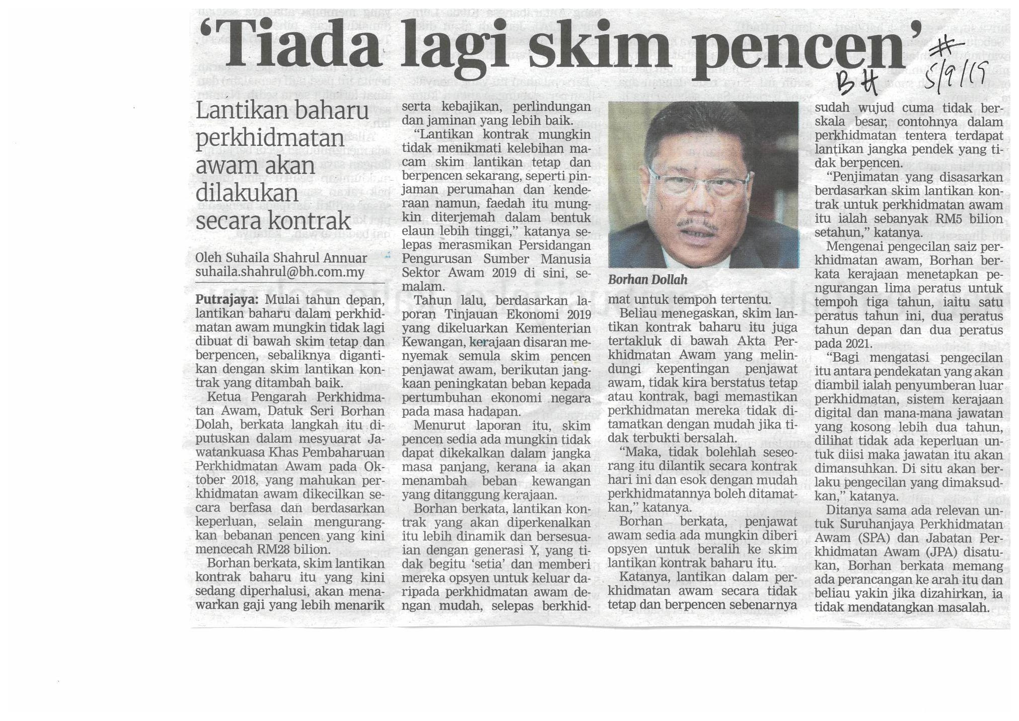 tiada lagi skim pencen