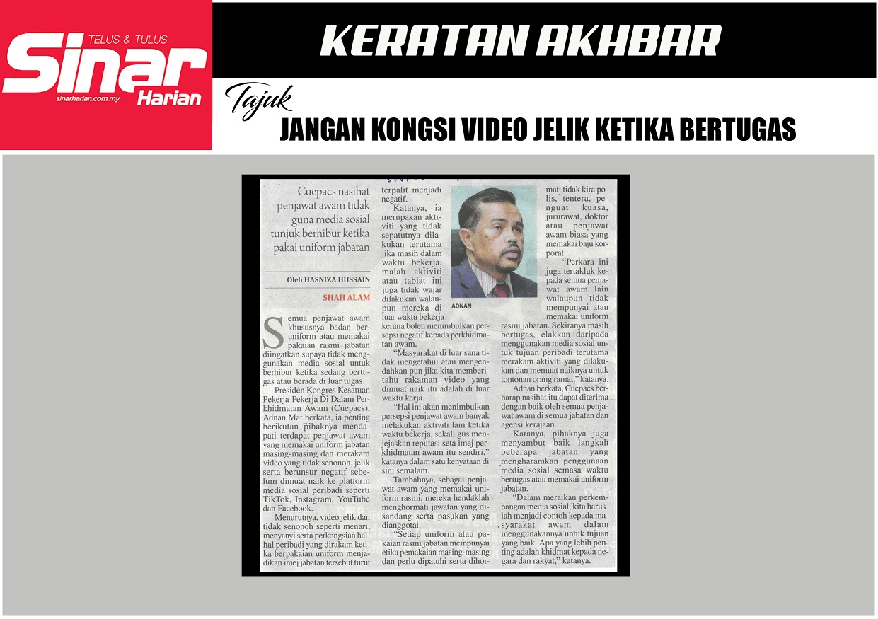 jangan kongsi video jelik ketika bertugas