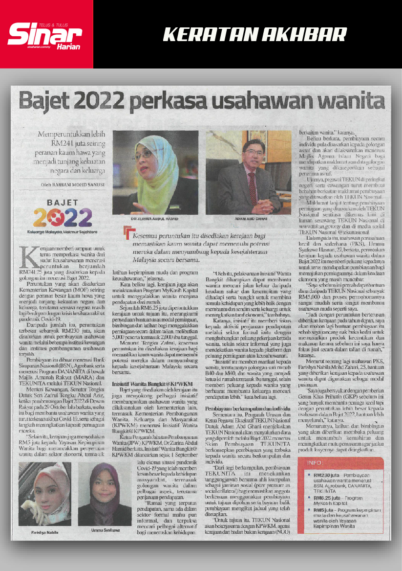 bajet 2022 perkasa usahawan wanita