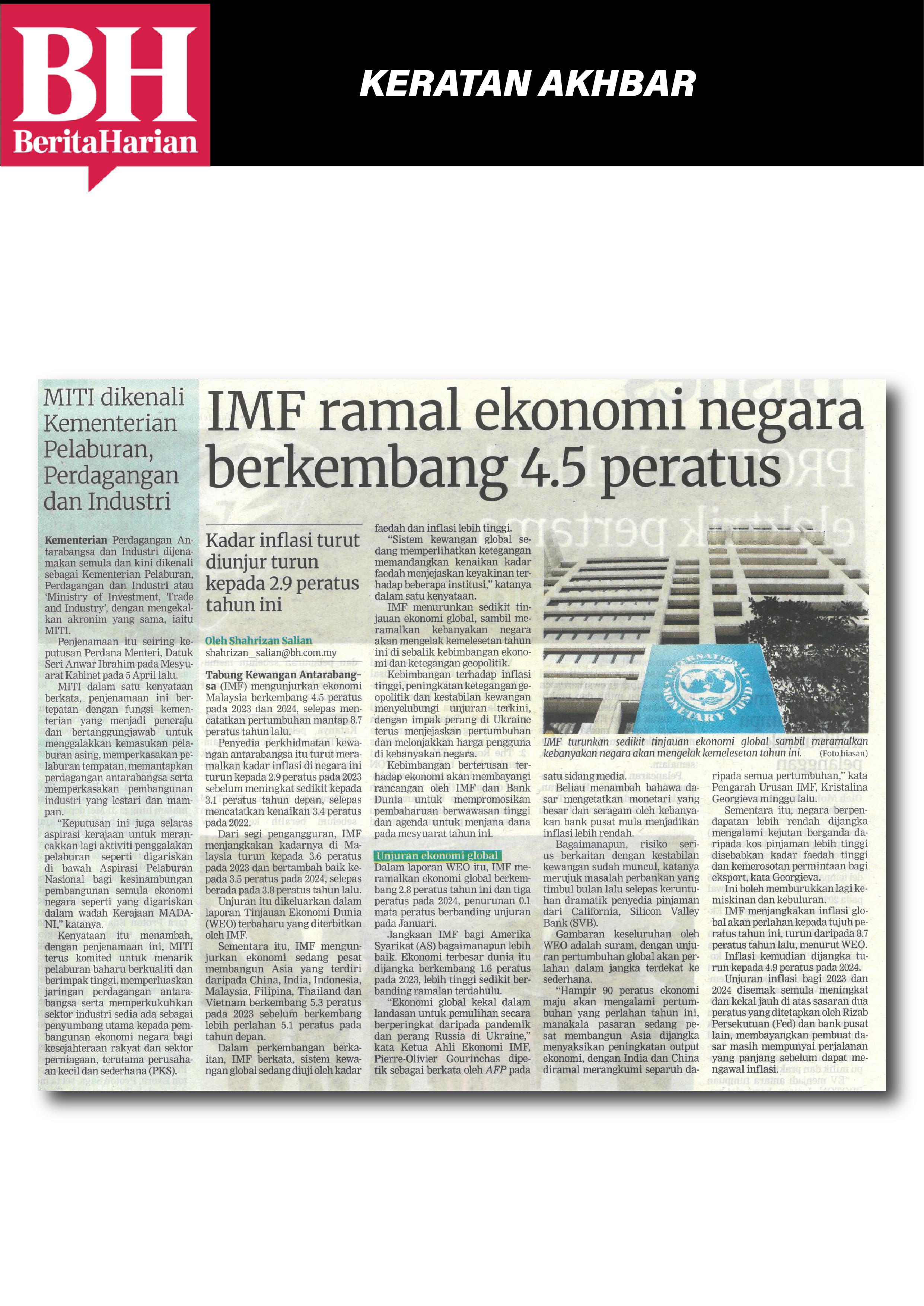 imf ramal ekonomi negara berkembang 4.5 peratus