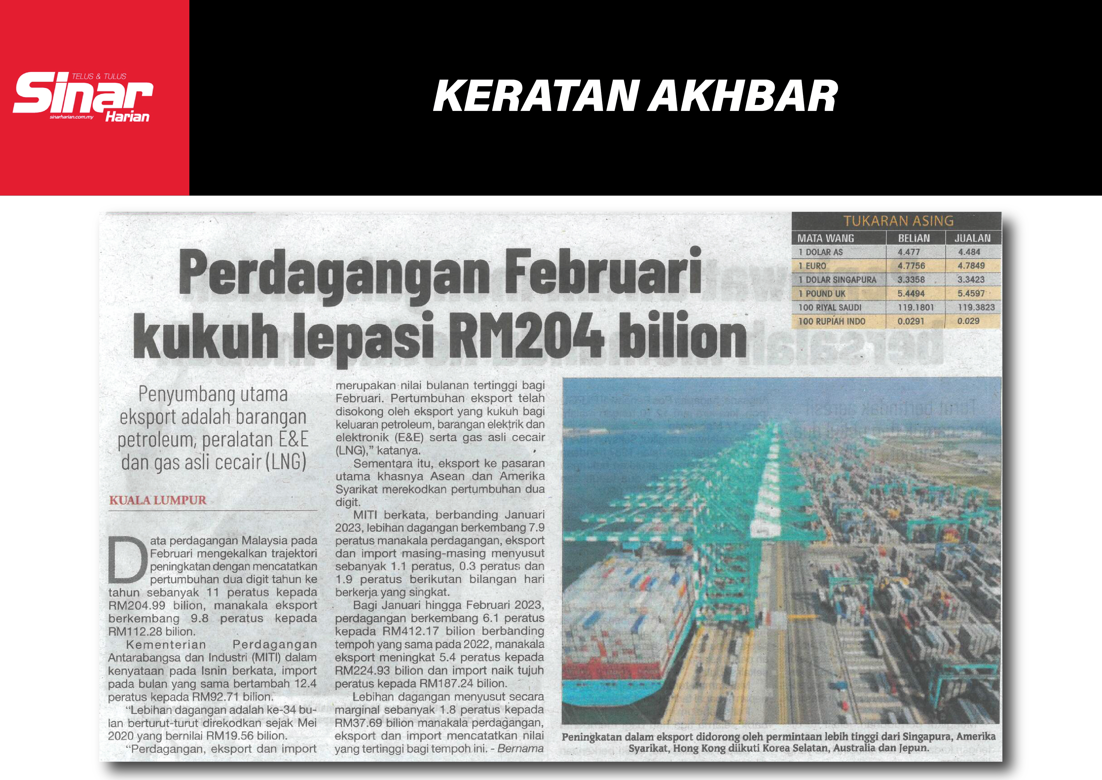 perdagangan februari kukuh lepasi RM204 bilion