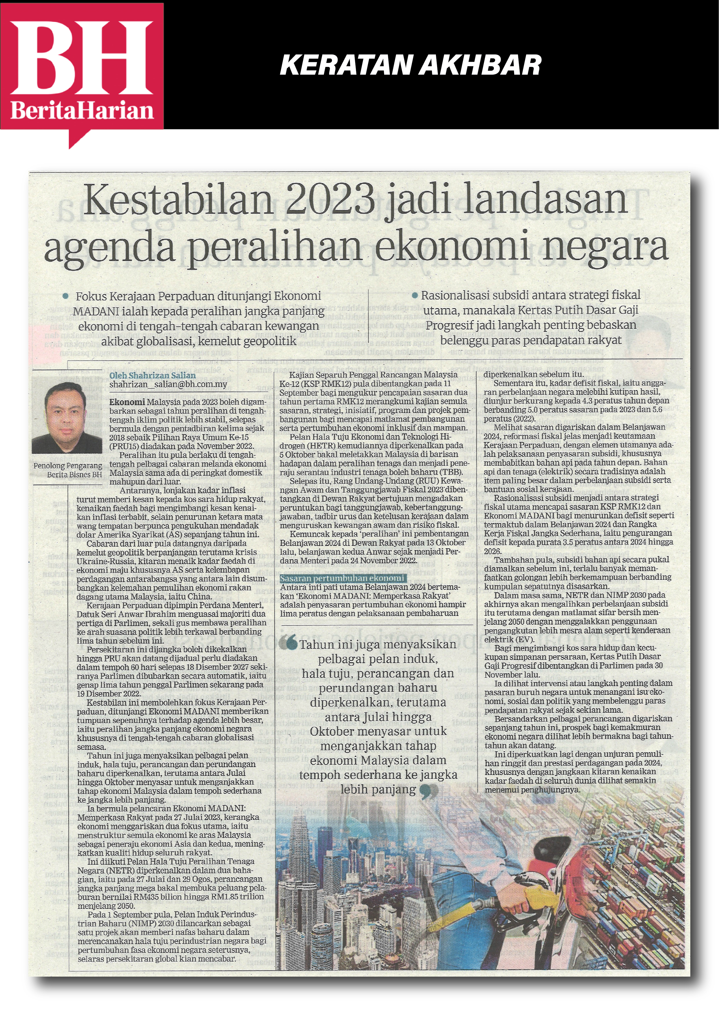 kestabilan 2023 jadi landasan agenda peralihan ekonomi